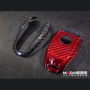 Alfa Romeo Giulia Key Fob Cover  - Carbon Fiber - Red Candy Main / Black Accents